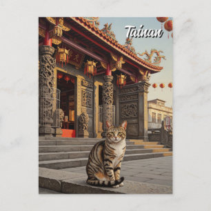 Carte Postale Chat à Taïwan Tainan Temple Voyage