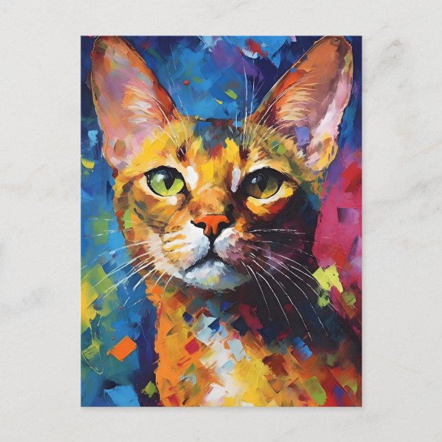 Carte Postale Chat abyssinien coloré (Devant)