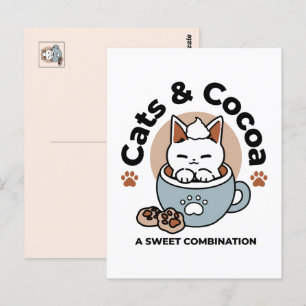 Carte Postale Chat adorable en Mug Conception de vacances - Chat