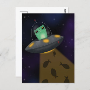 Carte Postale Chat Alien