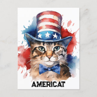 Carte Postale Chat américain patriotique, sac fourre-tout du 4 j