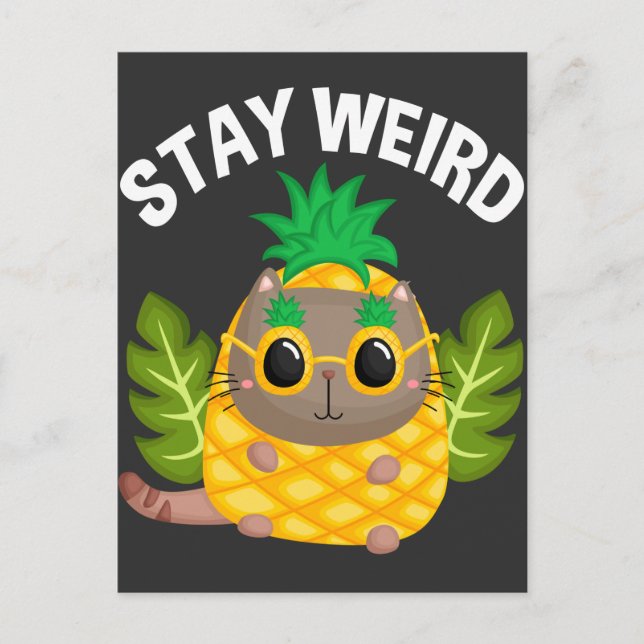 Carte Postale Chat amusant Fruit Humour de Masque d'ananas bizar (Devant)
