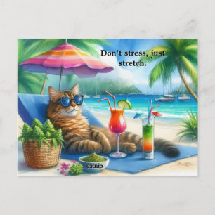 Carte Postale Chat amusant Slogan Kitty à la plage