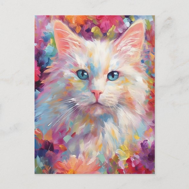 Carte Postale Chat angora turc coloré (Devant)