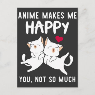 Carte Postale Chat Anime Lover Happy Japan Feline Art Heart