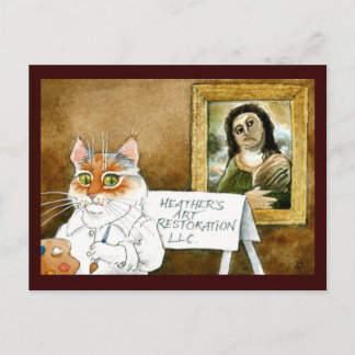 Carte Postale Chat Art Restauration Espagnol Fresque spoof