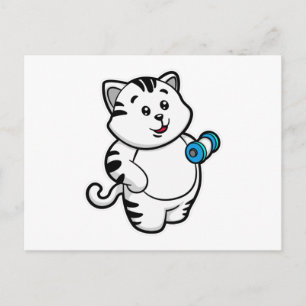 Carte Postale Chat au entraînement des Biceps avec Haltère