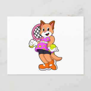 Carte Postale Chat au tennis avec raquette de tennis