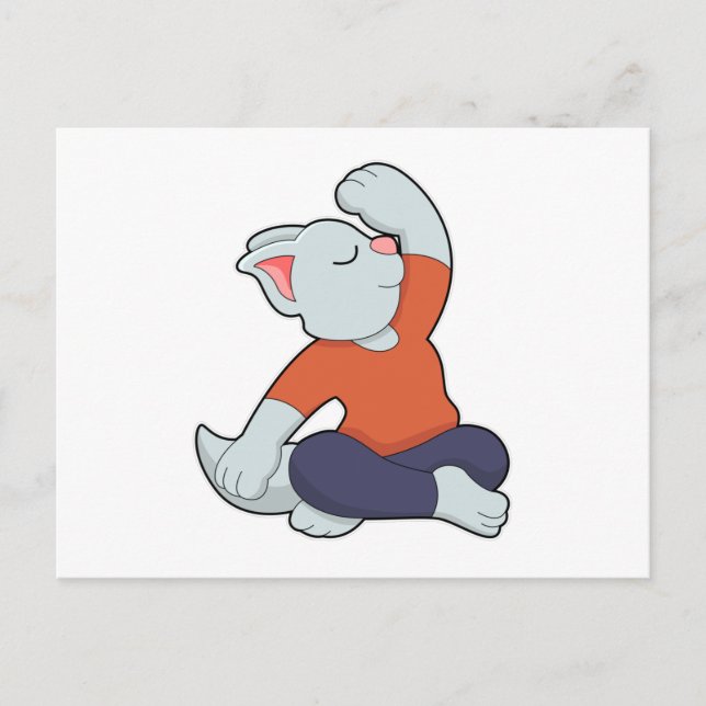 Carte Postale Chat au Yoga en tailleur (Devant)