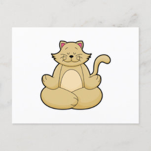 Carte Postale Chat au Yoga Exercice d'étirement en Jambes croisé