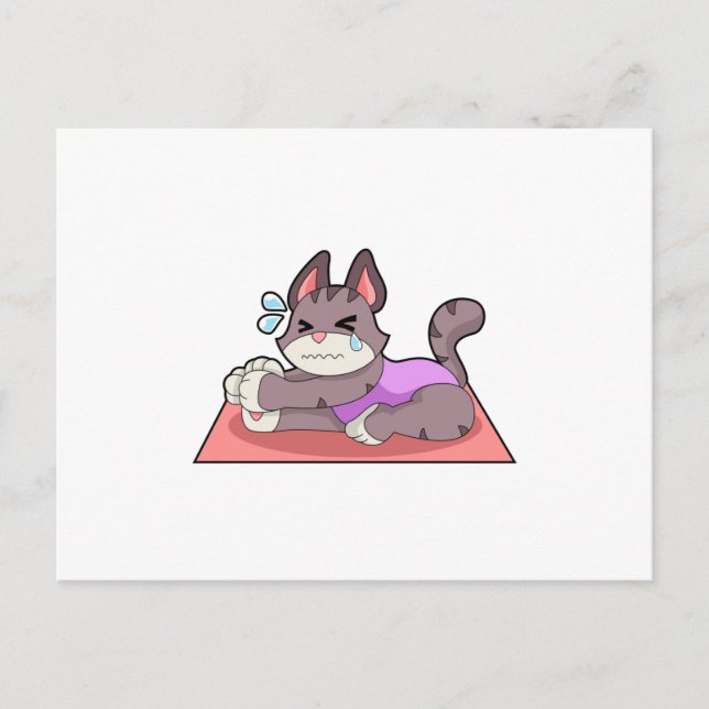 Carte Postale Chat au Yoga Fitness (Devant)