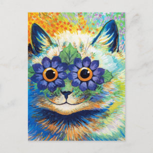 Carte Postale Chat aux yeux de fleurs Louis Wain