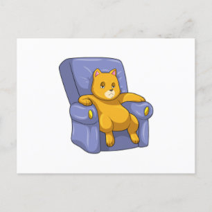 Carte Postale Chat avec canapé