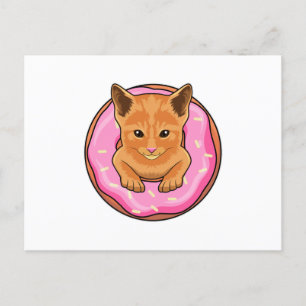 Carte Postale Chat avec Donut