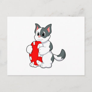 Carte Postale Chat avec jeton de poker