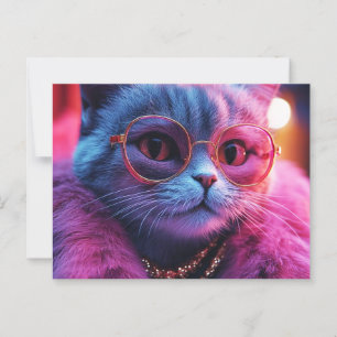 Carte Postale Chat avec lunettes de soleil