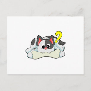 Carte Postale Chat avec os