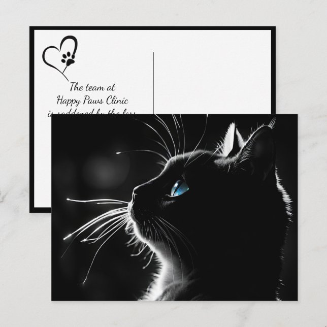 Carte Postale Chat avec rétroéclairage pour la perte d'un animal (Devant / Derrière)