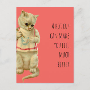 Carte Postale Chat Avec Une Coupe Chaude Peut Vous Rendre Meille