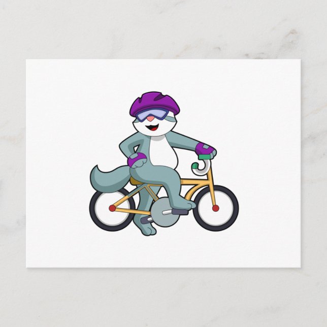 Carte Postale Chat avec vélo (Devant)