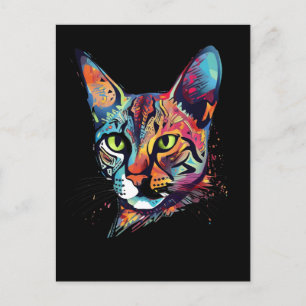 Carte Postale Chat Bengal coloré