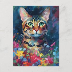 Carte Postale Chat Bengal coloré