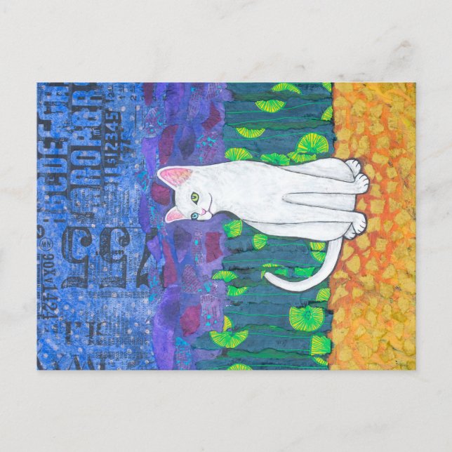 Carte Postale Chat Blanc Odd Eyed (Devant)