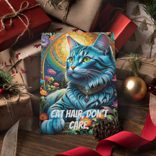 Carte Postale Chat bleu Whimsical et oasis florale