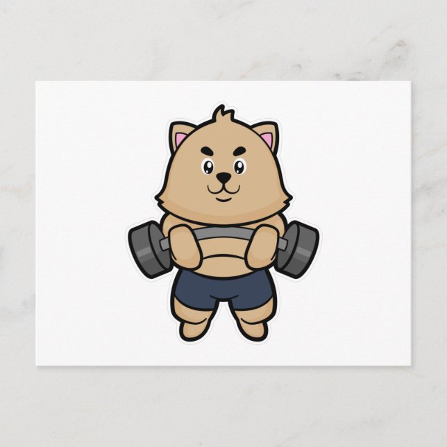 Carte Postale Chat Bodybuilding avec Barbell (Devant)