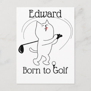 Carte Postale Chat Born au Golf