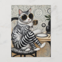 Chat Brouillé Adorable Avec Café