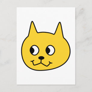 Carte Postale Chat caricature Jaune.