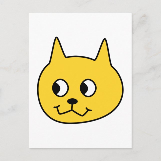 Carte Postale Chat caricature jaune. (Devant)