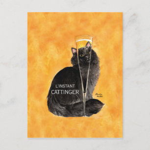 Carte Postale Chat Champagne
