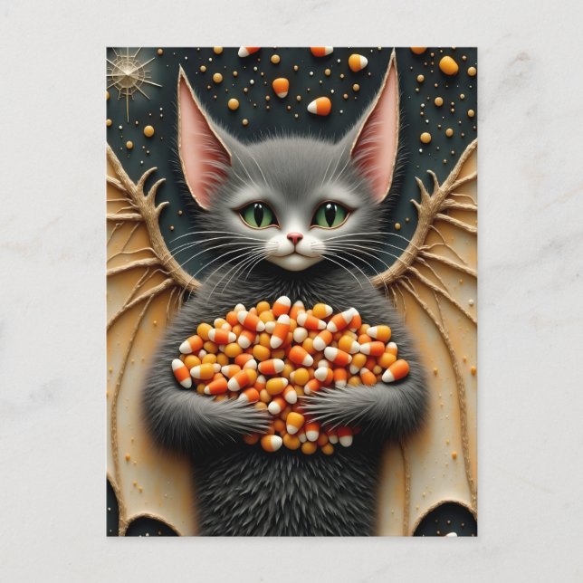 Carte postale Chat Chat Candy Corn (Devant)
