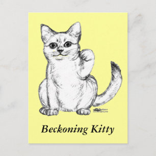 Carte Postale Chat Chaton Maneki Neko Invite