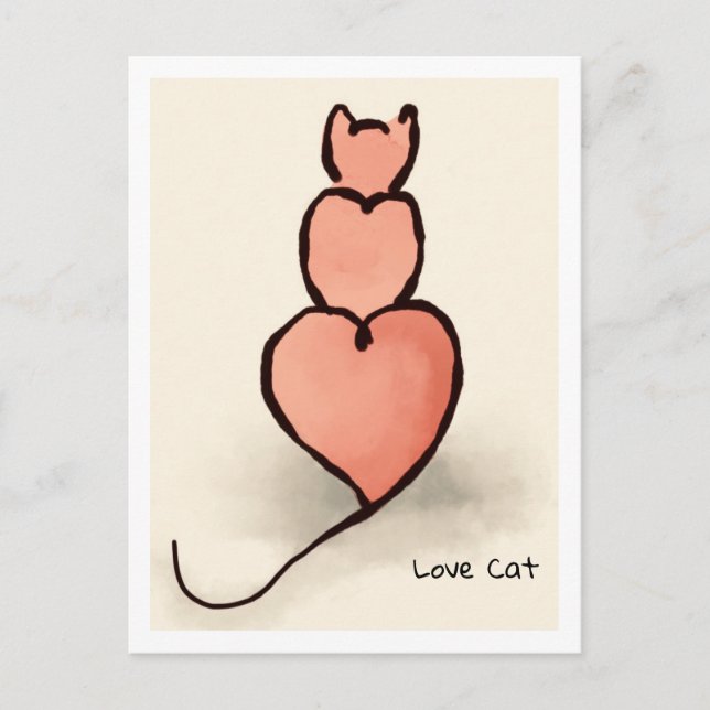 Carte Postale Chat 'Coeur' (Devant)