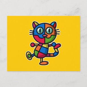 Carte Postale chat coloré
