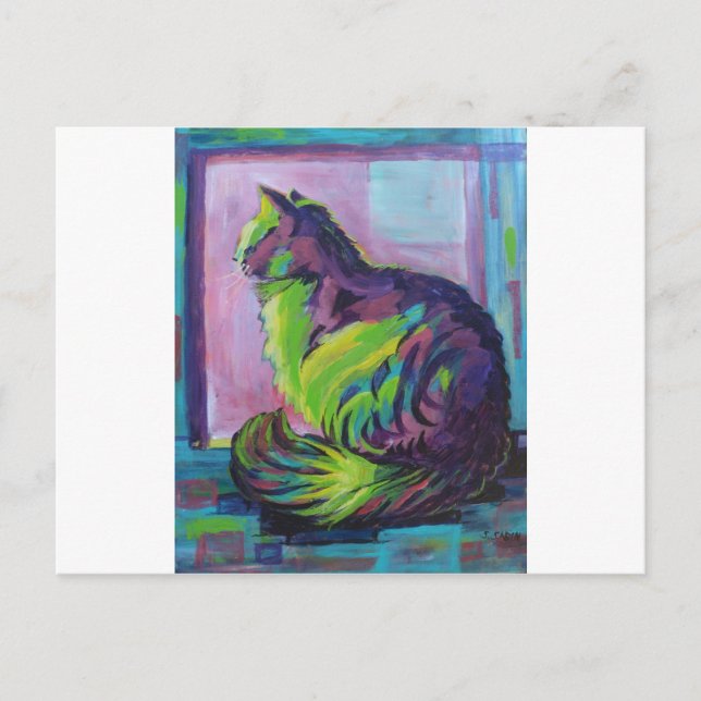 Carte Postale Chat coloré (Devant)