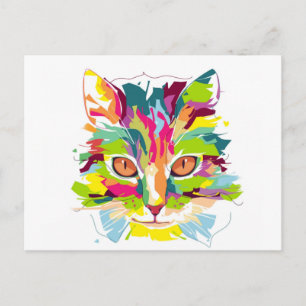 Carte Postale Chat coloré