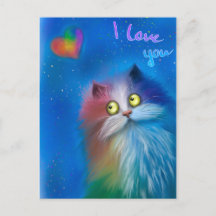 Chat coloré amoureux