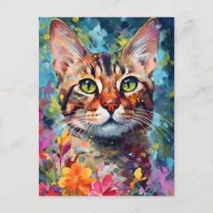 Carte Postale Chat coloré du Bengale