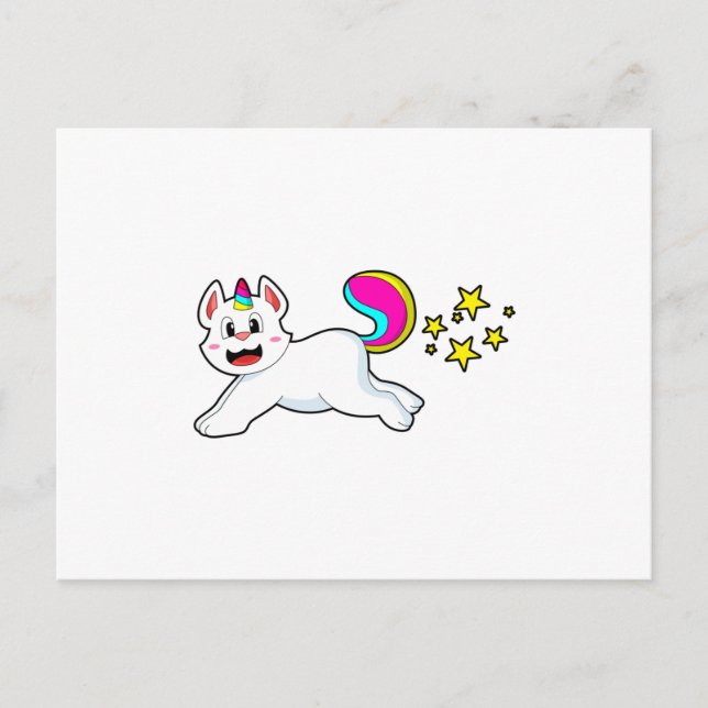Carte Postale Chat comme licorne (Devant)
