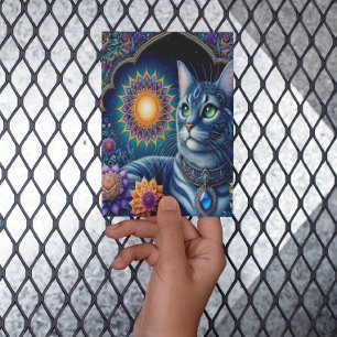 Carte Postale Chat contemplant un ciel étoilé à minuit