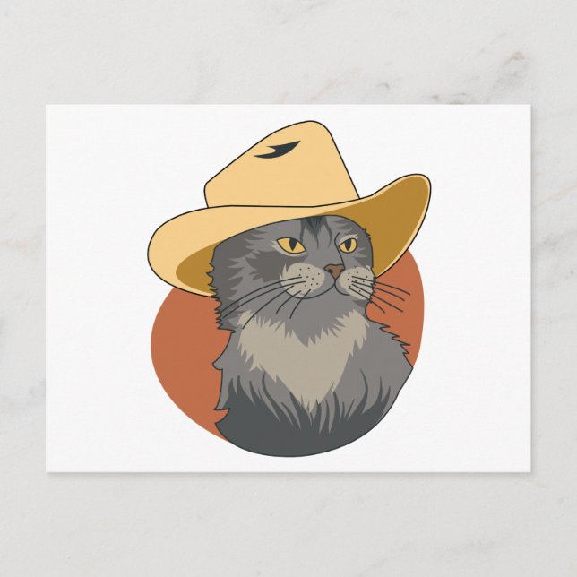 Carte Postale Chat Cowboy (Devant)