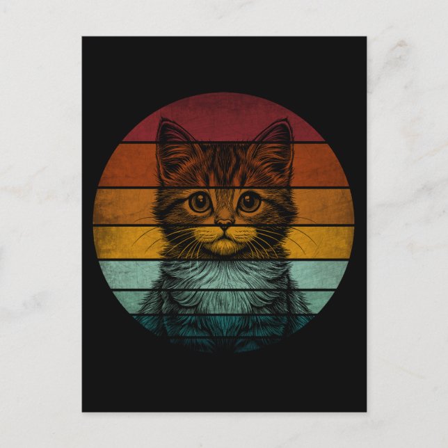 Carte Postale Chat Cute Retro vintage (Devant)