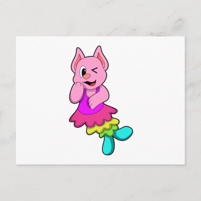 Carte Postale Chat Dance avec jupe (Devant)