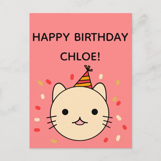 Carte Postale Chat d'anniversaire | Chat beige Joyeux anniversai (Devant)
