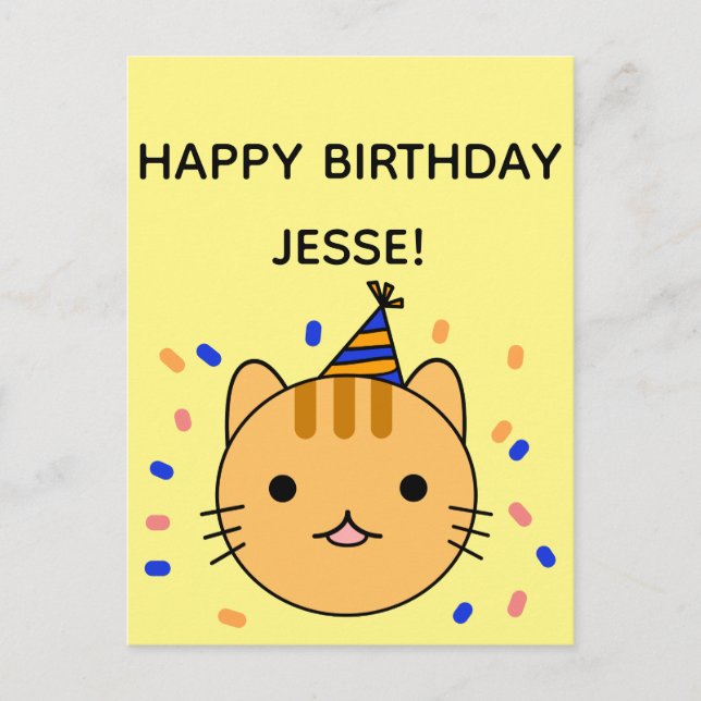Carte Postale Chat d'anniversaire | Orange Chat Joyeux Anniversa (Devant)