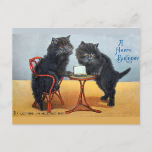 Carte Postale Chat d'Anniversaire Vintage